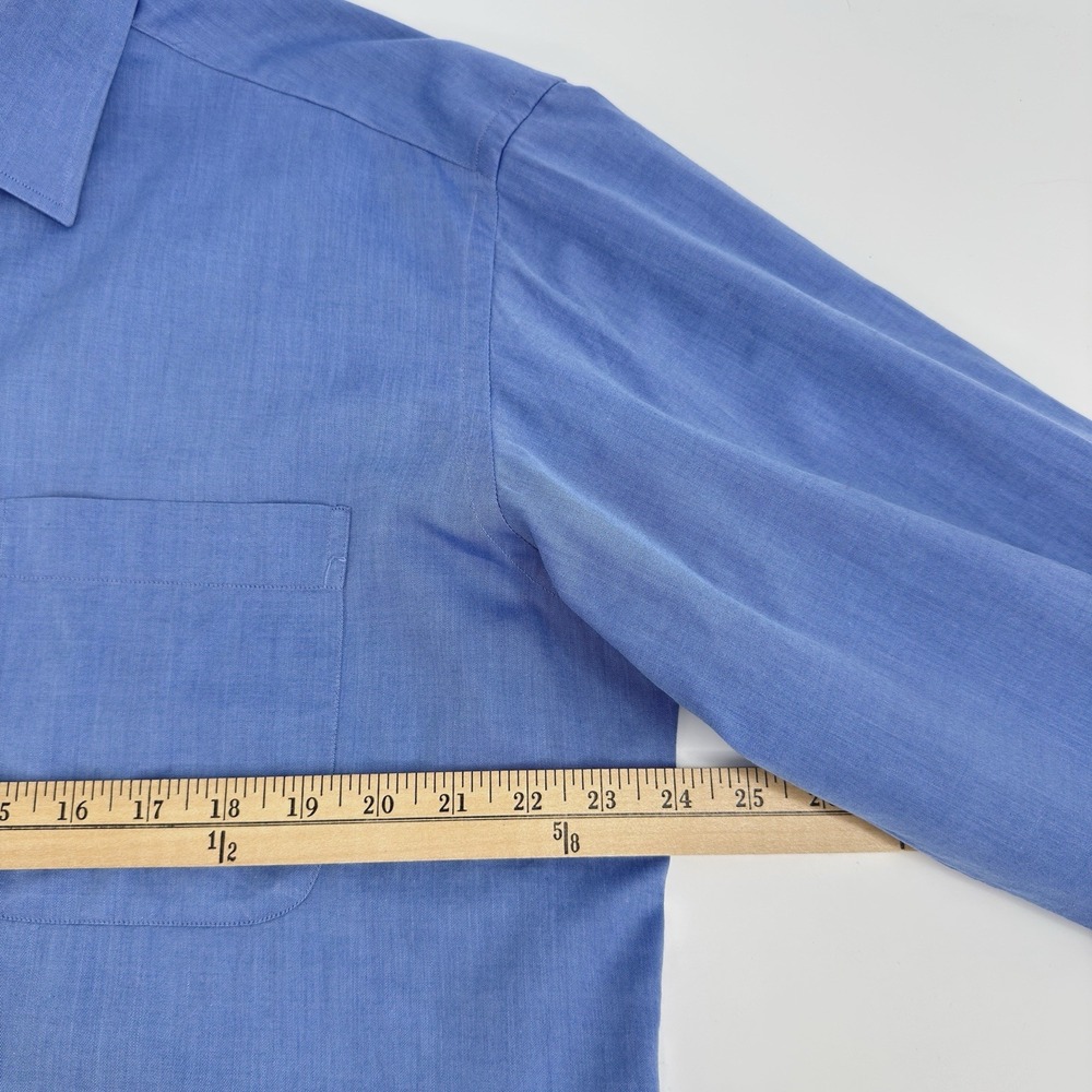 Ermenegildo Zegna Dress Shirt 42 16.5 Blue Cotton Italy Luxury Button Up - Picture 4 of 8